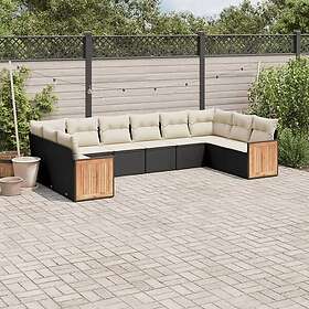 vidaXL Loungegrupp 10 delar med svarta dynor konstrotting 3260404