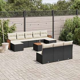 vidaXL Loungegrupp för trädgården m. dynor 11 delar konstrotting svart 3260474