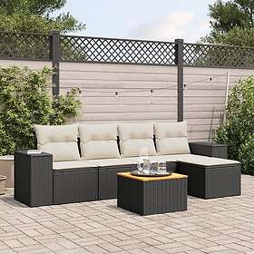 vidaXL Loungegrupp med dynor 6 delar svart konstrotting 3225419