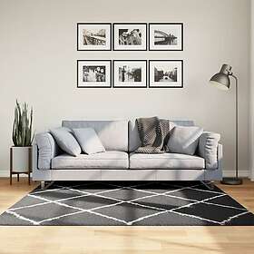 vidaXL Matta långluggad modern svart och gräddvit 160x160 cm 375412