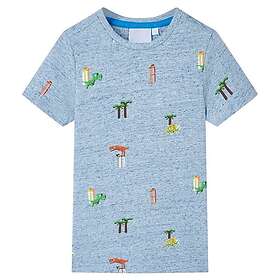 vidaXL T-shirt för barn blå melange 104 12225