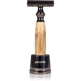 Pandoo Bamboo Safety Razor Rakapparat Ersättningshuvuden 10 ks Thick Handle 1 st