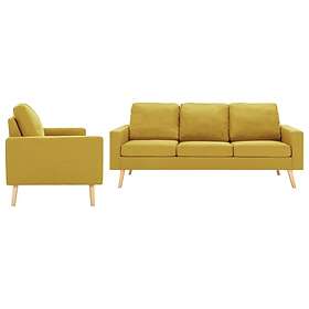 vidaXL Soffgrupp 2 delar tyg gul 3056640