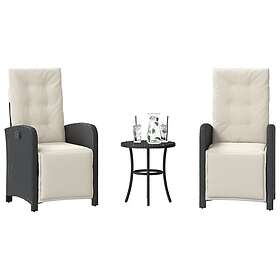 vidaXL Caféset med dynor 3 delar svart konstrotting 365200