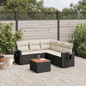 vidaXL Loungegrupp med dynor 6 delar svart konstrotting 3256889