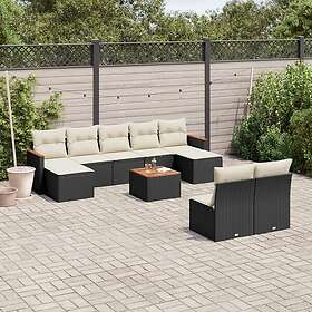 vidaXL Loungegrupp 10 delar med svarta dynor konstrotting 3226378