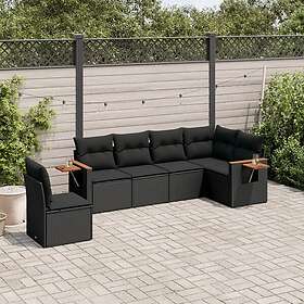 vidaXL Loungegrupp med dynor 6 delar svart konstrotting 3259255