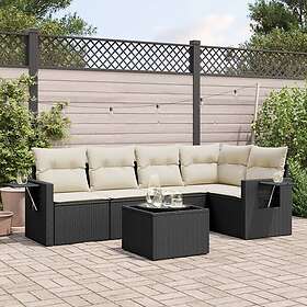 vidaXL Loungegrupp med dynor 6 delar svart konstrotting 3252473