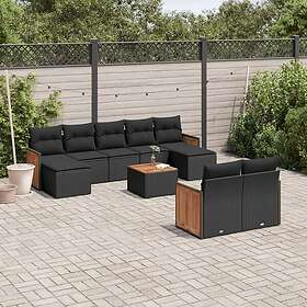 vidaXL Loungegrupp 10 delar med svarta dynor konstrotting 3228085
