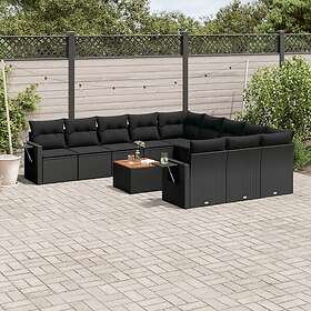 vidaXL Loungegrupp med dynor 12 delar svart konstrotting 3257119