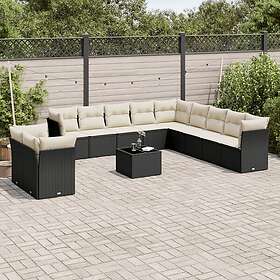 vidaXL Loungegrupp med dynor 12 delar svart konstrotting 3217886