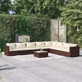 vidaXL Loungegrupp för trädgården med dynor 9 delar konstrotting brun 3101778