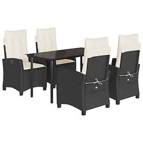 vidaXL Matgrupp för trädgården med dynor 5 delar svart konstrottning 3212735