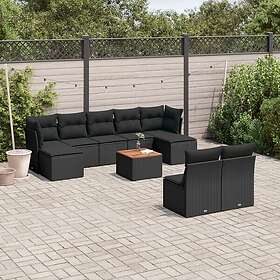 vidaXL Loungegrupp 10 delar med svarta dynor konstrotting 3256188