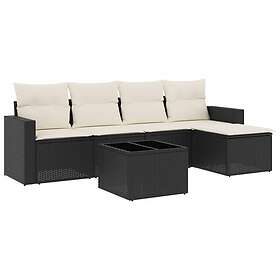 vidaXL Loungegrupp med dynor 6 delar svart konstrotting 3218886