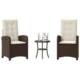 vidaXL Bistrogrupp med dynor 3 delar brun konstrotting 365178