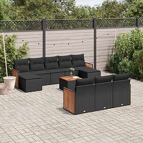 vidaXL Loungegrupp för trädgården m. dynor 11 delar konstrotting svart 3228099