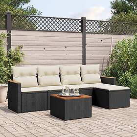 vidaXL Loungegrupp med dynor 6 delar svart konstrotting 3225923