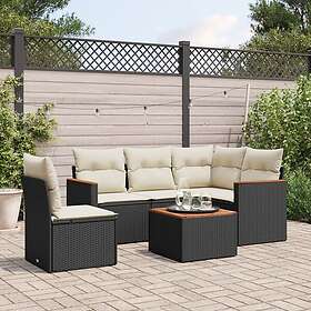 vidaXL Loungegrupp med dynor 6 delar svart konstrotting 3258381