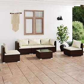 vidaXL Loungegrupp för trädgården med dynor 6 delar konstrotting brun 3102194