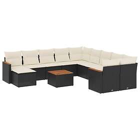 vidaXL Loungegrupp med dynor 12 delar svart konstrotting 3258976