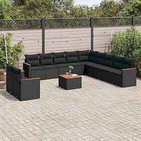 vidaXL Loungegrupp med dynor 12 delar svart konstrotting 3258534