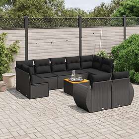 vidaXL Loungegrupp 10 delar med svarta dynor konstrotting 3257483