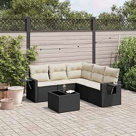 vidaXL Loungegrupp med dynor 6 delar svart konstrotting 3252493