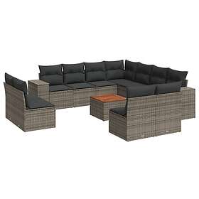 vidaXL Soffgrupp för trädgården 12 delar med dynor grå konstrotting 3257838