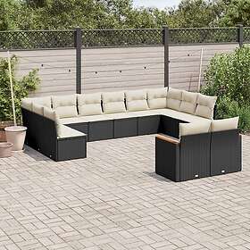 vidaXL Loungegrupp med dynor 12 delar svart konstrotting 3226441