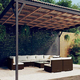 vidaXL Loungegrupp för trädgården med dynor 10 delar konstrotting brun 3102570