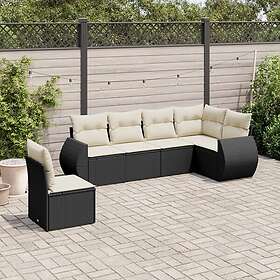 vidaXL Loungegrupp med dynor 6 delar svart konstrotting 3221425