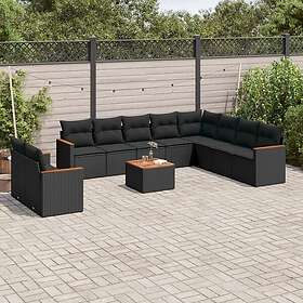 vidaXL Loungegrupp för trädgården m. dynor 11 delar konstrotting svart 3226118