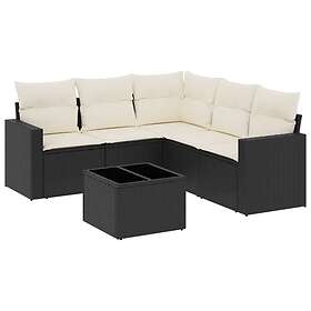 vidaXL Loungegrupp med dynor 6 delar svart konstrotting 3218946