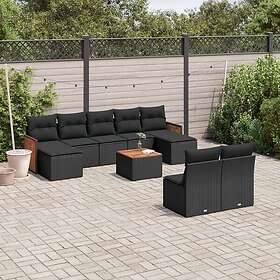 vidaXL Loungegrupp 10 delar med svarta dynor konstrotting 3228057
