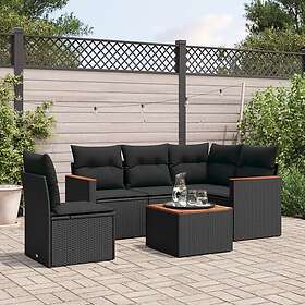 vidaXL Loungegrupp med dynor 6 delar svart konstrotting 3225978
