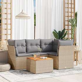vidaXL Soffgrupp för trädgård med dynor 5 delar mixbeige konstrotting 3255954