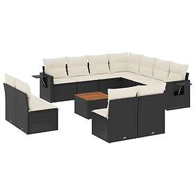 vidaXL Loungegrupp med dynor 12 delar svart konstrotting 3256952