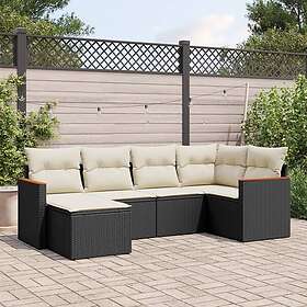 vidaXL Loungegrupp med dynor 6 delar svart konstrotting 3226175