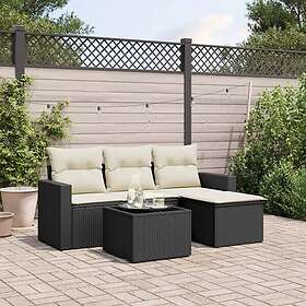 vidaXL Loungegrupp för trädgården med dynor 5 delar svart konstrotting 3218866