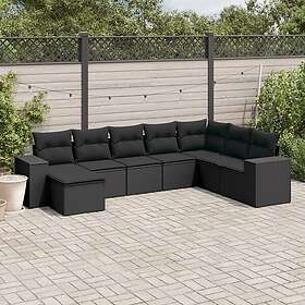 vidaXL Loungegrupp för trädgården med dynor 8 delar svart konstrotting 3255292