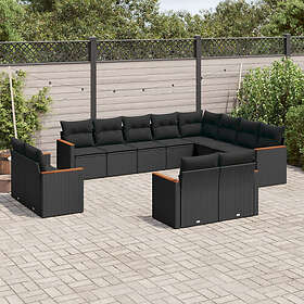 vidaXL Loungegrupp med dynor 12 delar svart konstrotting 3226510