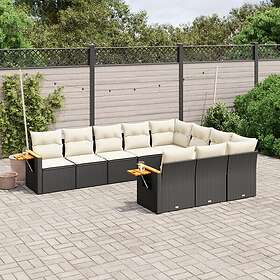 vidaXL Loungegrupp 10 delar med svarta dynor konstrotting 3259578