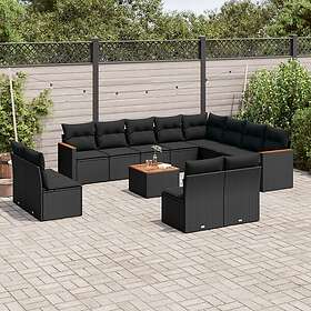 vidaXL Loungegrupp för trädgården m dynor 13 delar svart konstrotting 3258877