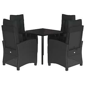 vidaXL Matgrupp för trädgården med dynor 5 delar svart konstrottning 3212968