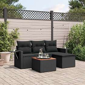 vidaXL Loungegrupp för trädgården med dynor 5 delar svart konstrotting 3256860