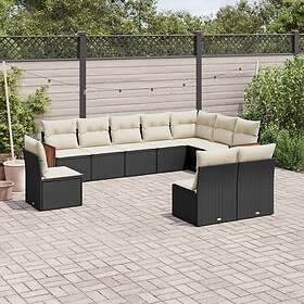 vidaXL Loungegrupp 10 delar med svarta dynor konstrotting 3227750