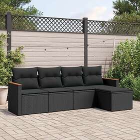 vidaXL Loungegrupp för trädgården med dynor 5 delar svart konstrotting 3258317