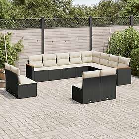 vidaXL Loungegrupp med dynor 12 delar svart konstrotting 3226469