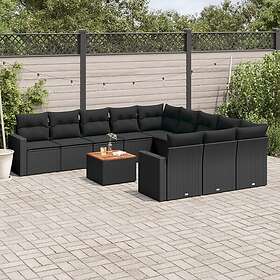 vidaXL Loungegrupp med dynor 12 delar svart konstrotting 3256678